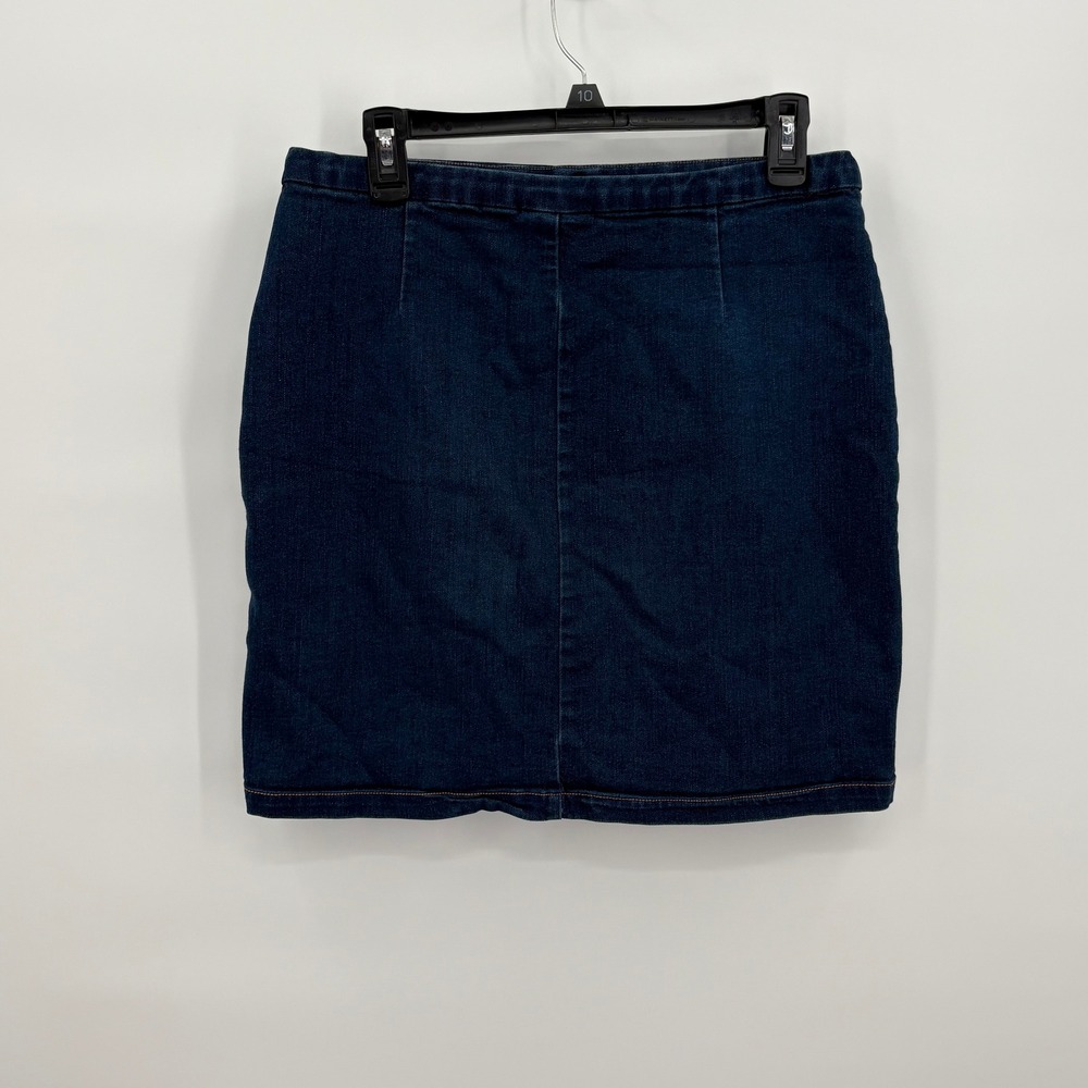 Metaphor Womens Dark Wash Button Front Denim Mini Skirt Size 4 Stretch Blue - Picture 3 of 9